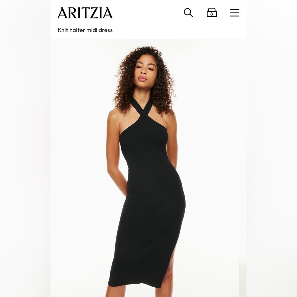 Wilfred cayenne black halter dress, size small